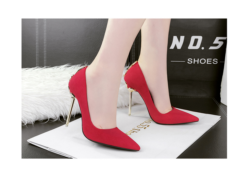 Pointed high heels metal with women's shoes stiletto