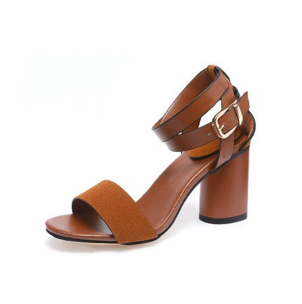 High-heeled buckle Roman sandals