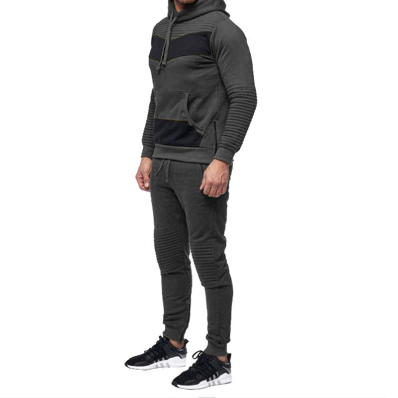 Slim fit hip hop patchwork hoodie
