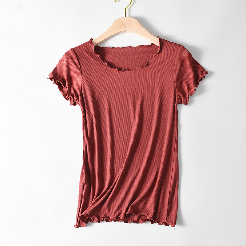 Thread cotton short sleeve T-shirt