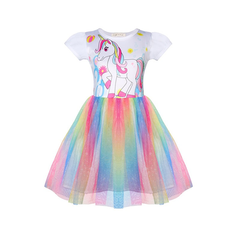 Colorful Pony mesh yarn children dress skirt