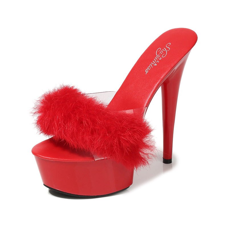 Rabbit Hair Special High-heeled Shoes