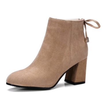 Suede square head European and American short boots women