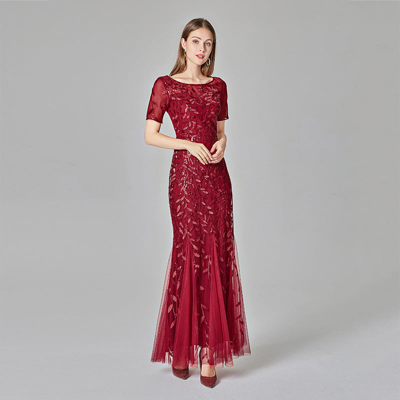Sequined evening dress fishtail dress