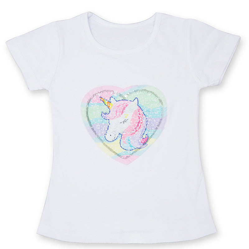 Unicorn Print Short Sleeve T-shirt