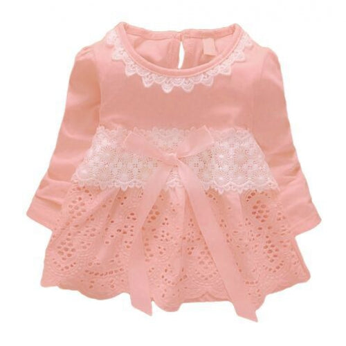 Baby Newborn Girl Floral Tutu Fashion Bow Long Sleeve Princess Party Dress - For Sale.bid