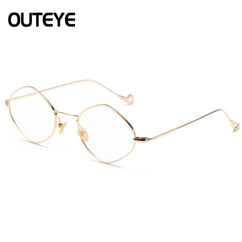 Women Flat Lens Mirrored Metal Frame Glasses Oversized Cat Eye Sunglasses
