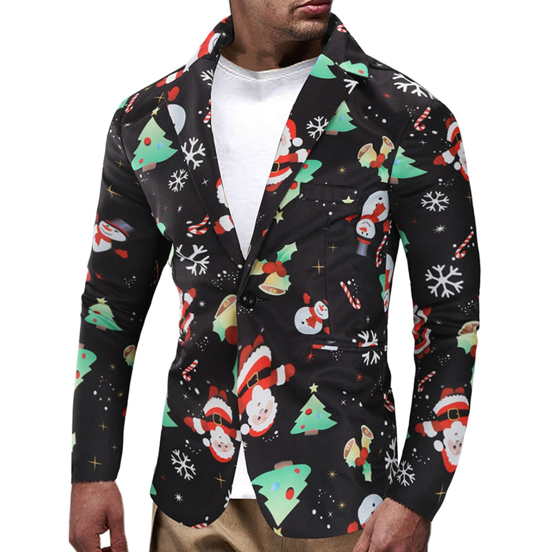 Christmas Snowmen Candy Printed Casual Blazer - For Sale.bid