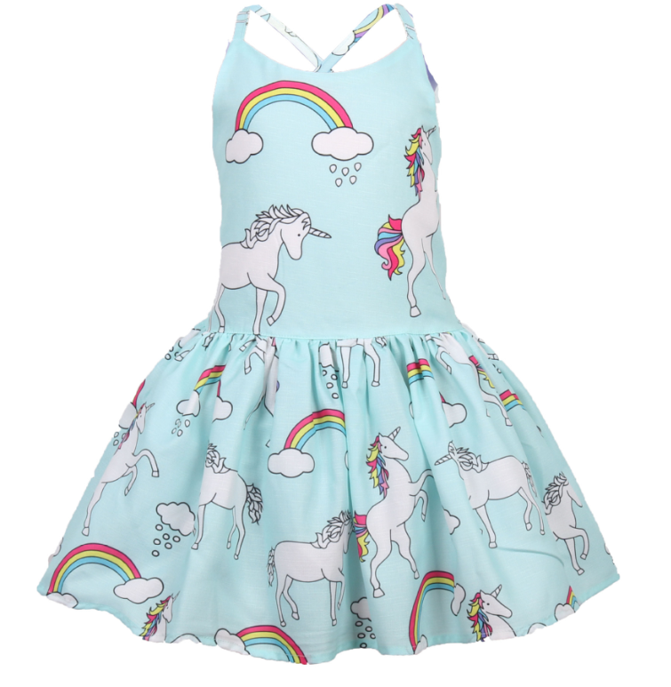 Unicorn medium and small children's dress