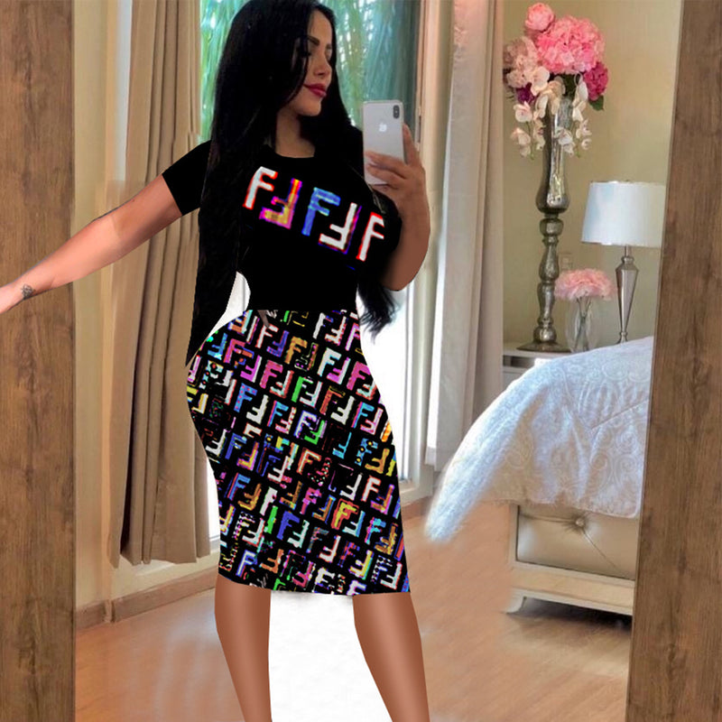Printed F dress