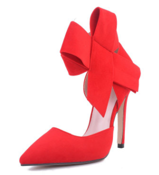 Butterfly pointed suede hollow high heel shoes