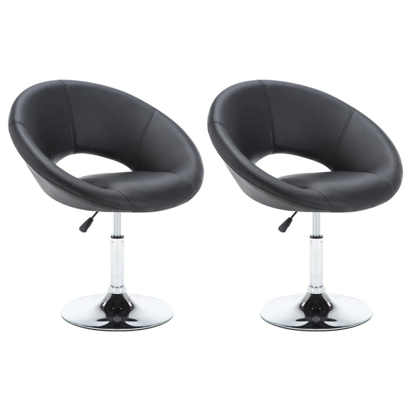 Swivel chair 2 pcs Leatherette 74 x 63,5 x 89 cm Black