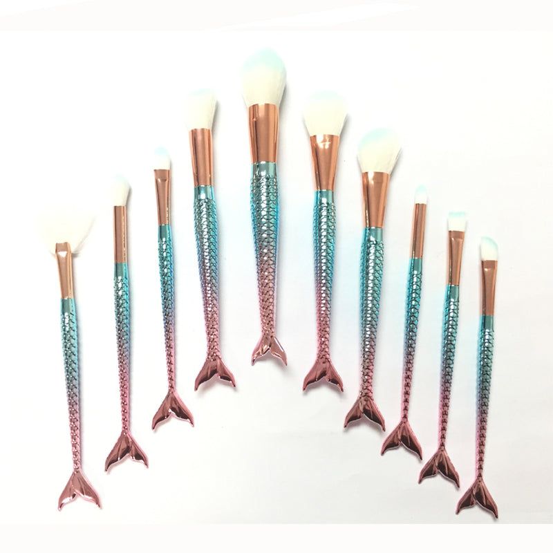Fishtail makeup brush 10 pcs set