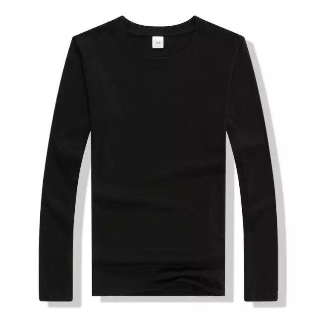 Long sleeve round neck solid color T-shirt