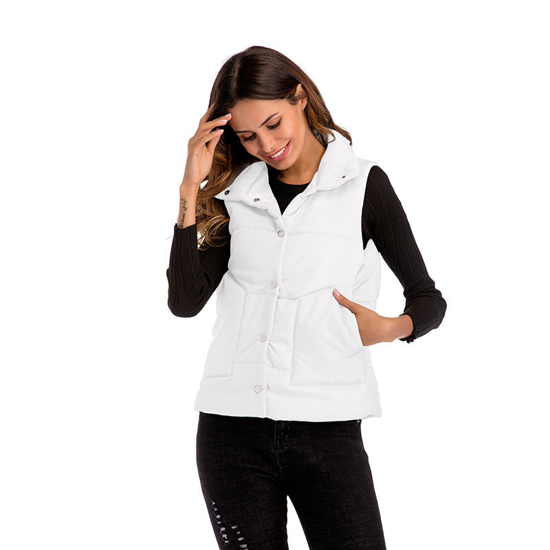 Cotton vest vest Women's short single-breasted loose wild sleeveless vest jacket
