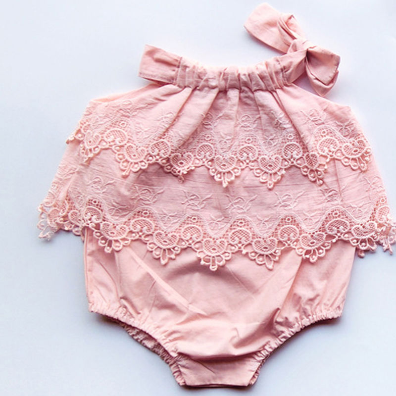 Lace triangle khaki baby onesie