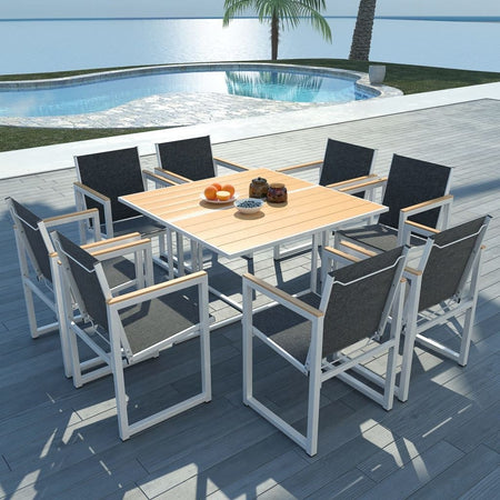 Outdoor furniture 9 pcs and table top in WPC Aluminum
