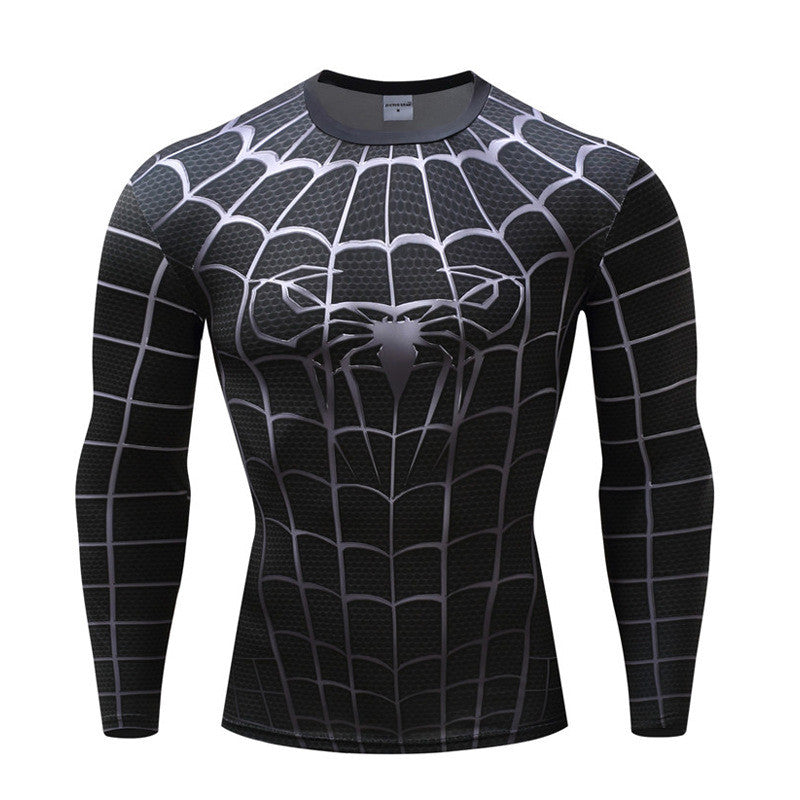 Black spider t-shirt fitness clothes