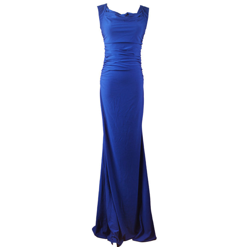 Shoulder party blue long dress