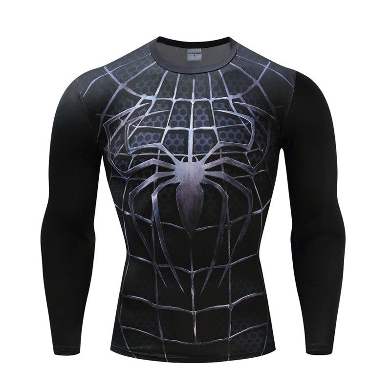 Black spider t-shirt fitness clothes