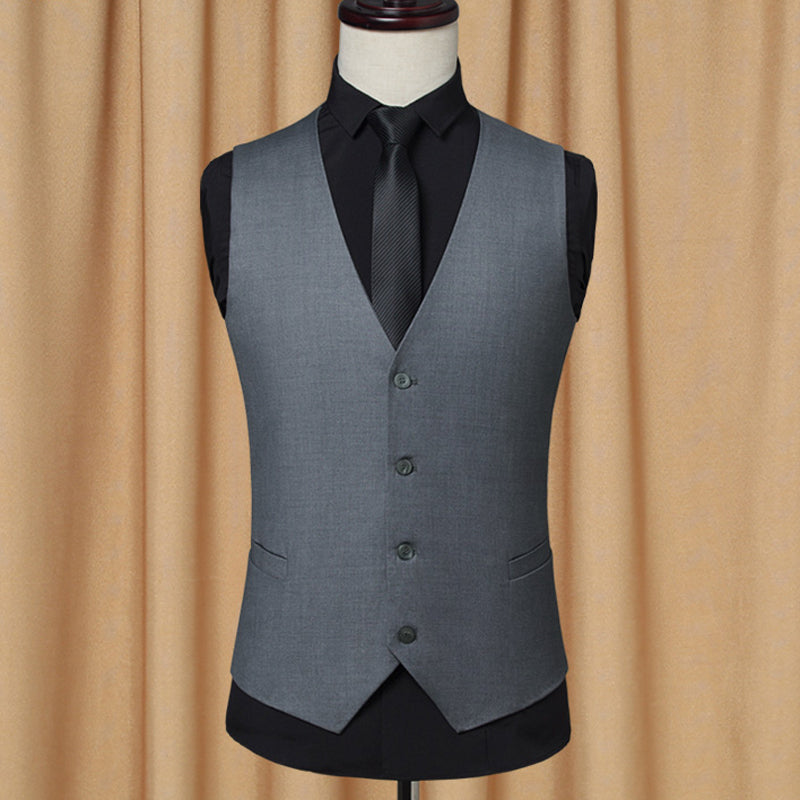 Large Size British Style Double-Breasted Casual Suit Vest