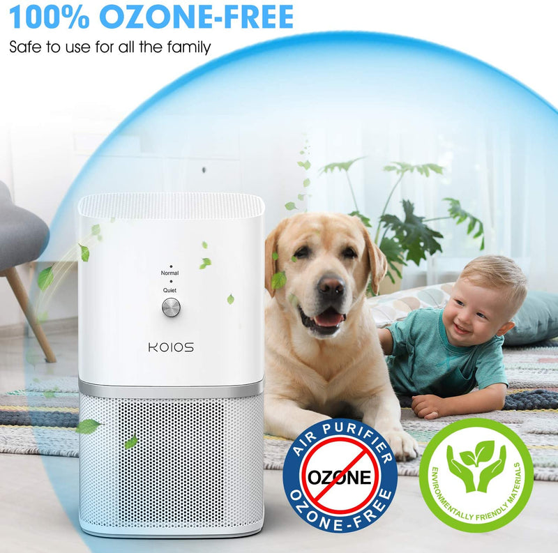 KOIOS Air Purifier, 3-in-1 True HEPA Air Purifier for Room &amp; Office, Desktop Air Cleaner Compact Design, Super Quiet, Removing 99.97% Allergens