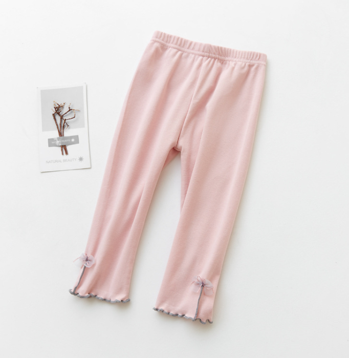 Summer cropped trousers, children's trousers, beautiful flaps, girls' pants, girls' leggings