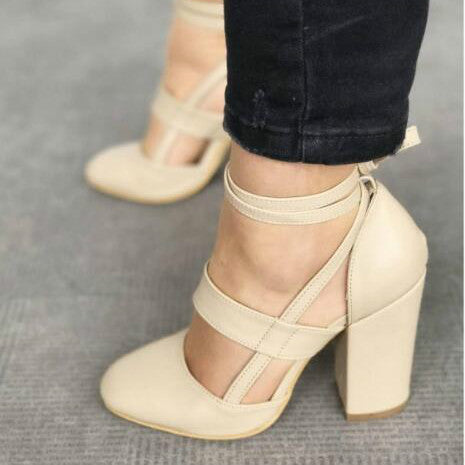 High heel thick heel strap sandals