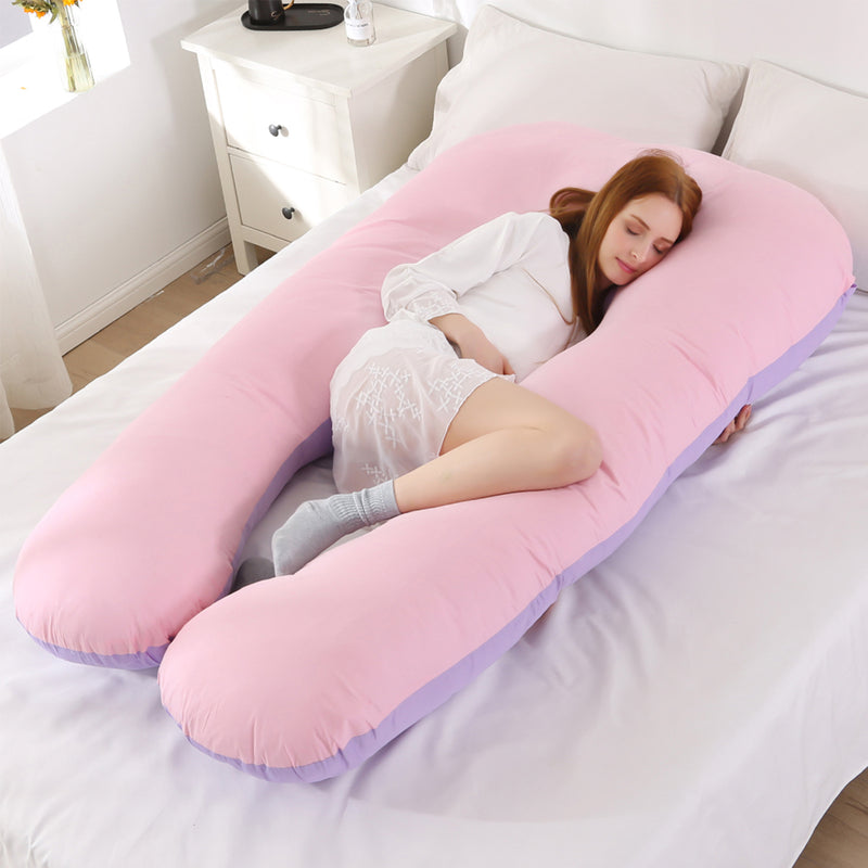 Pure Cotton Women Belly Contoured Body Pillow U Shape Extra Comfort Cuddler