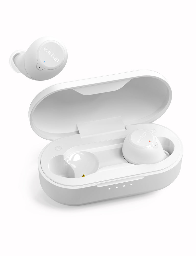 EarFun Free Bluetooth 5.0 Earbuds with Qi Wireless Charging Case, USB-C Quick Charge, IPX7 Waterproof in-Ear, 30H Playtime Built-in Mic (White)
