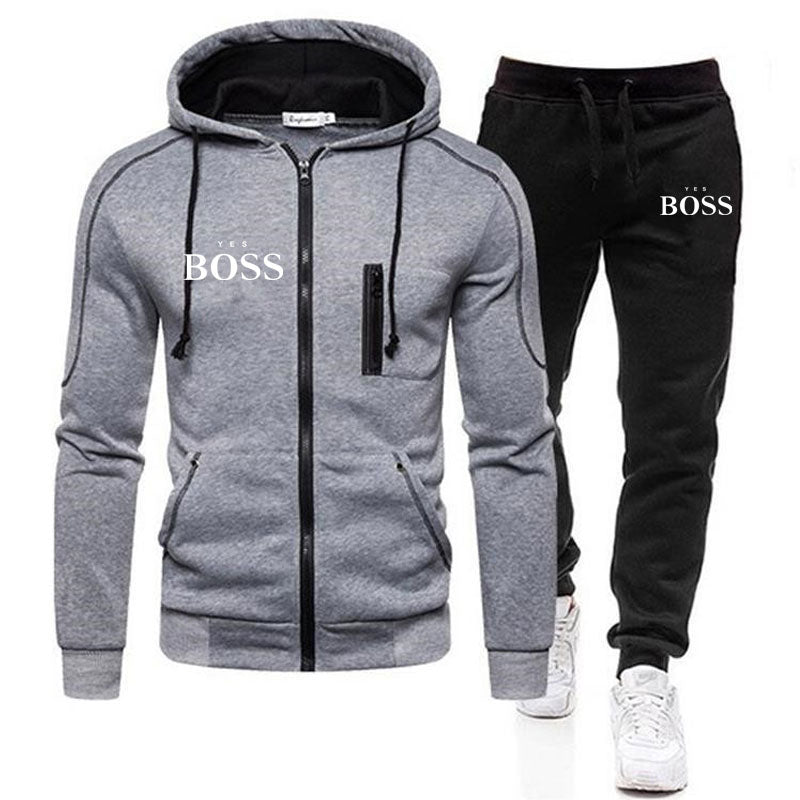 Yes Boss Men's Zipper Hoodie + Pants Two Pieces Tracksuit from ForSale.bid